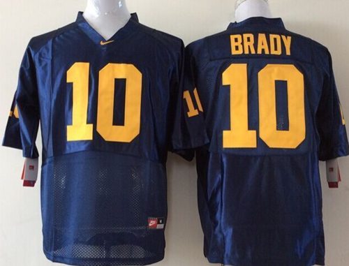 Wolverines #10 Tom Brady Blue Stitched Youth NCAA Jersey - Click Image to Close